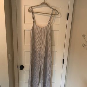 White Striped Overalls with Adjustable Straps